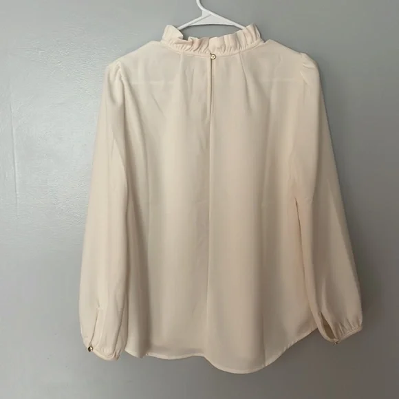 Ivory J. Crew Mockneck Crepe Blouse - Picture 2 of 3